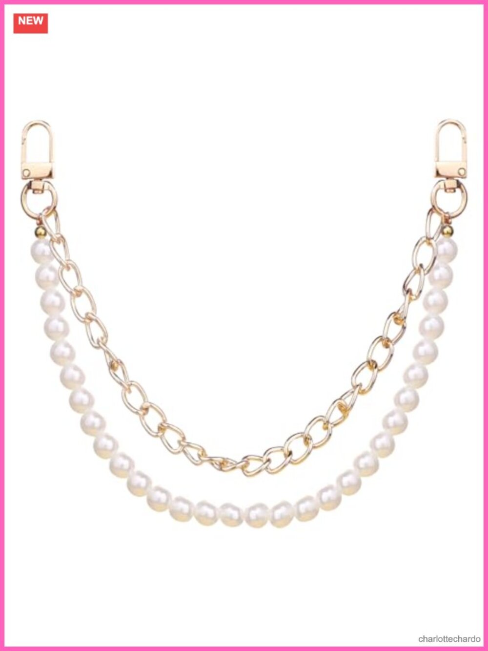 Pearl Purse Chain Bag Charm Gold Straps Handbag Accessory Lobster Clasp